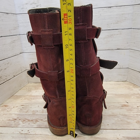 Fiorentini + Baker burgundy suede 3 buckle knee boots - Picture 11 of 13